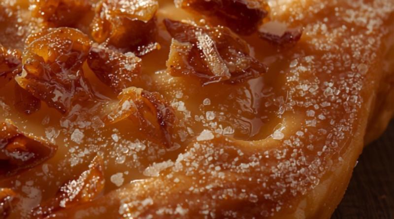 Primer plano de coca de chicharrones con azúcar